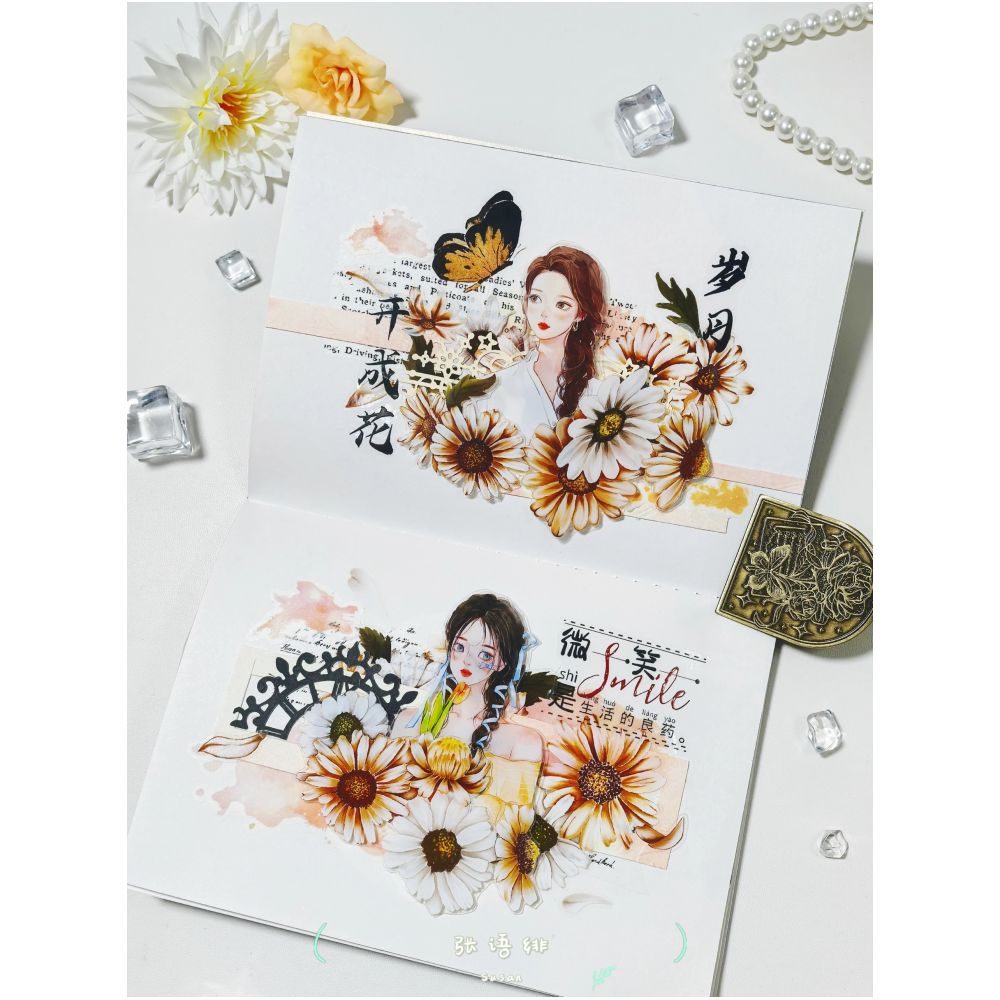Fancy Flower Culture Retro PET Tape 5 5cm 1m image 7