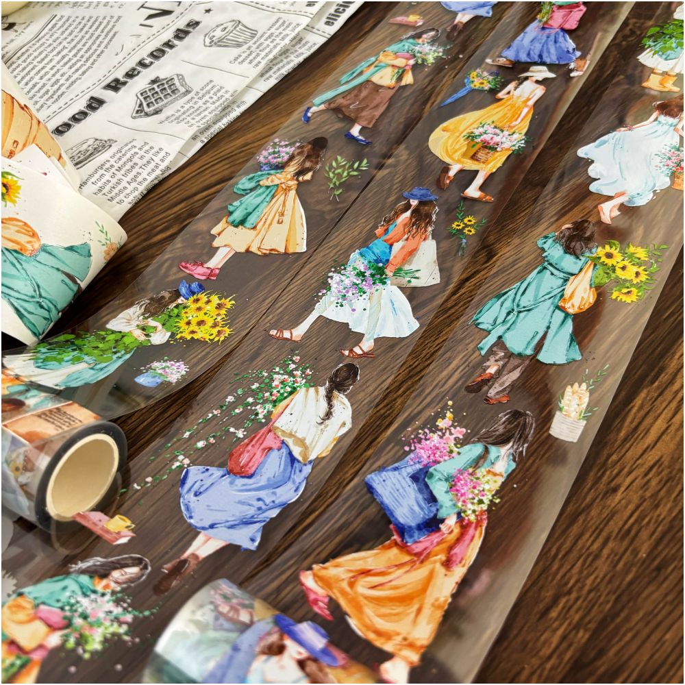 Flower Dream Retro Character PET Tape 6cm 1m image 6