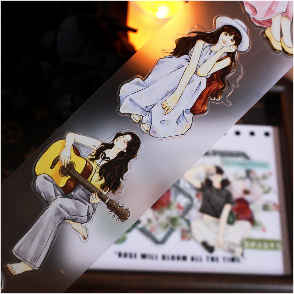 Girl Relaxed retro characters die cut PET Tape 6cm 1m image 3