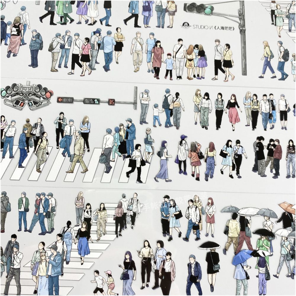 Sea of people series character PET Tape 6cm / 1m