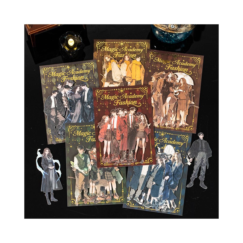 Magic Academy Fashion Series Character Paper Stickers 6 Types 15 Pcs image 3