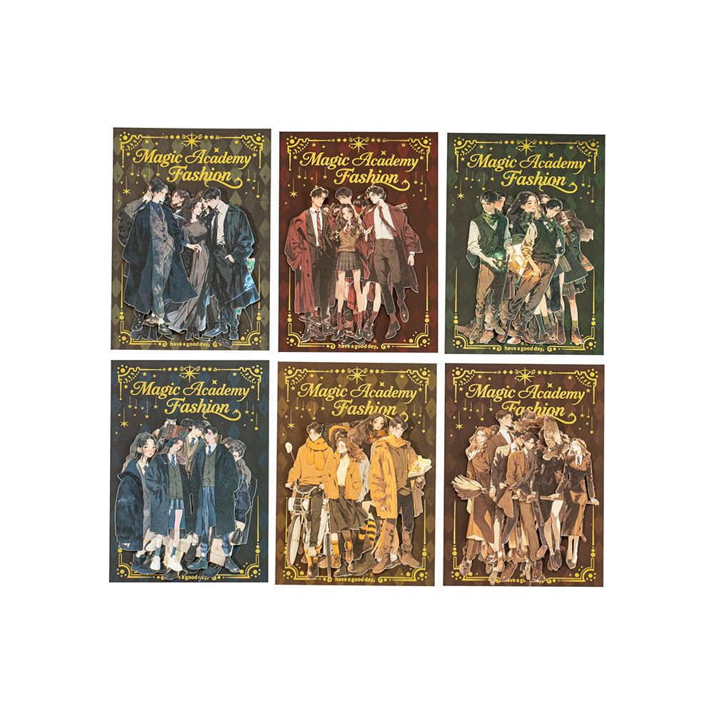 Magic Academy Fashion Series Character Paper Stickers 6 Types 15 Pcs image 4