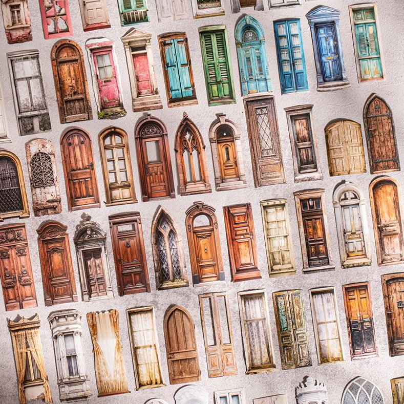 Old Courtyard Door and Window Series Paper Stickers 4 Types 20 Pcs image 1