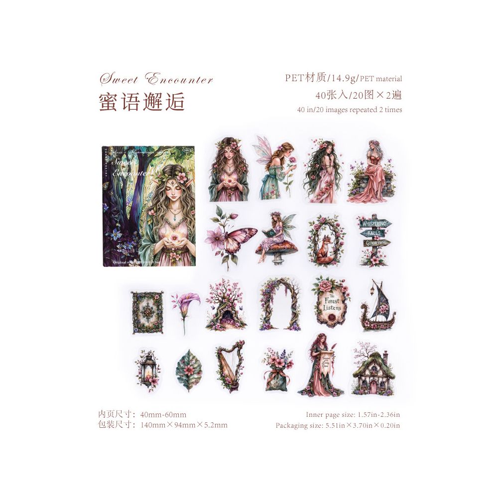 Fantasy Fairy Series PET Stickers 6 Styles 40 Pcs