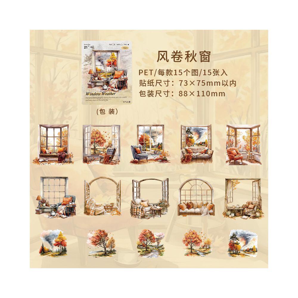 Weather Window Series PET Stickers 6 Styles 15 Pcs image 7