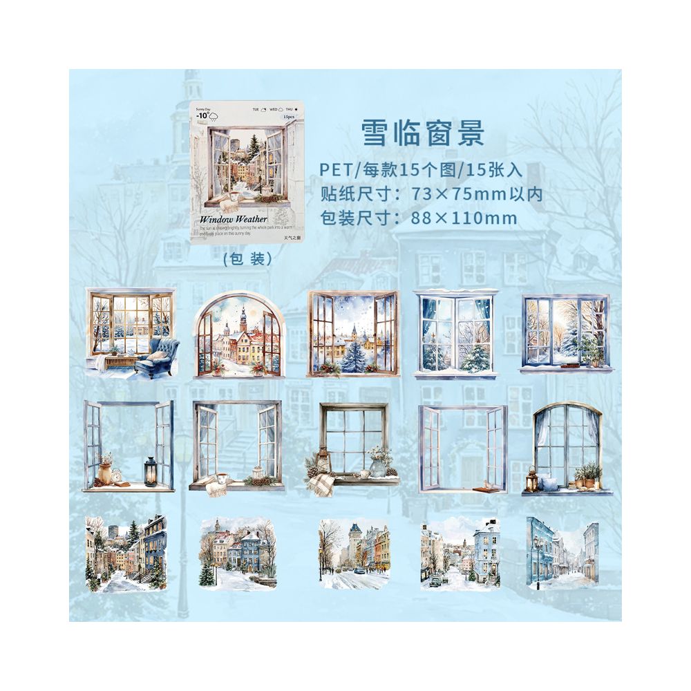 Weather Window Series PET Stickers 6 Styles 15 Pcs
