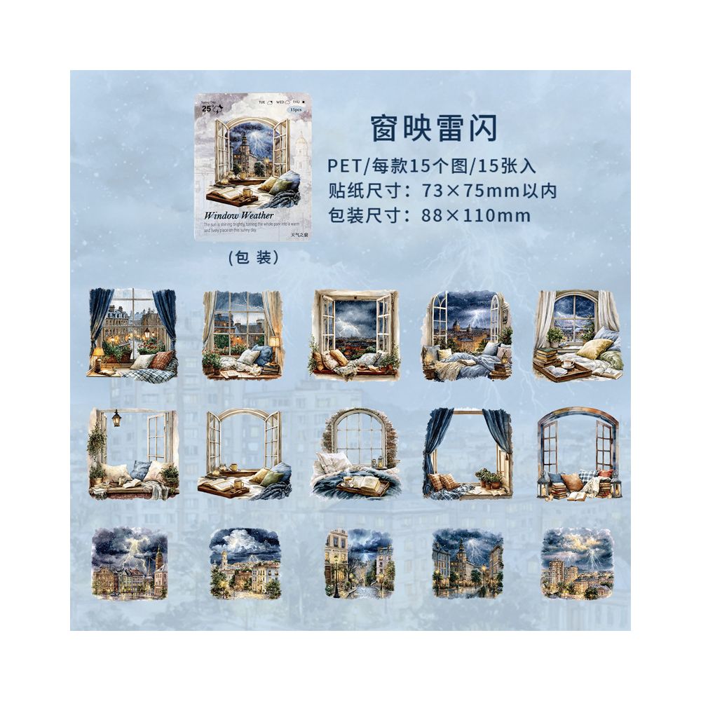 Weather Window Series PET Stickers 6 Styles 15 Pcs image 10