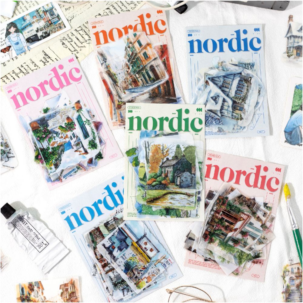 Landscape Series Four Seasons PET Stickers 15 Sheets 6 Types image 0