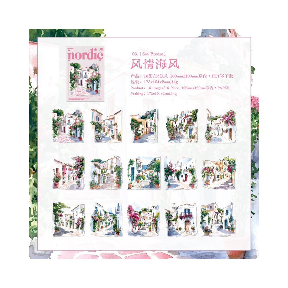 Landscape Series Four Seasons PET Stickers 15 Sheets 6 Types image 10