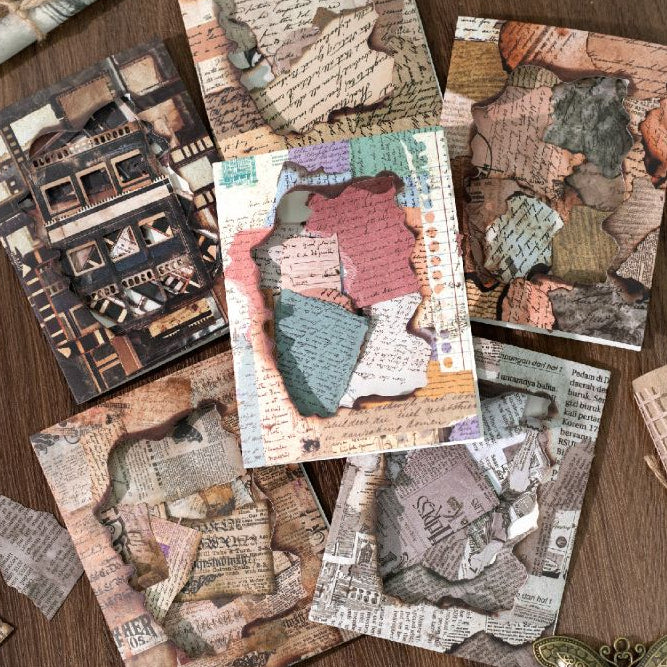 Retro Burnt Fragment Paper Sticker Pack 6 Styles 15 Pcs image 0