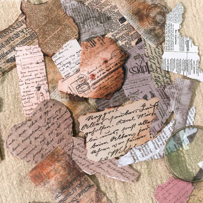 Retro Burnt Fragment Paper Sticker Pack 6 Styles 15 Pcs image 1