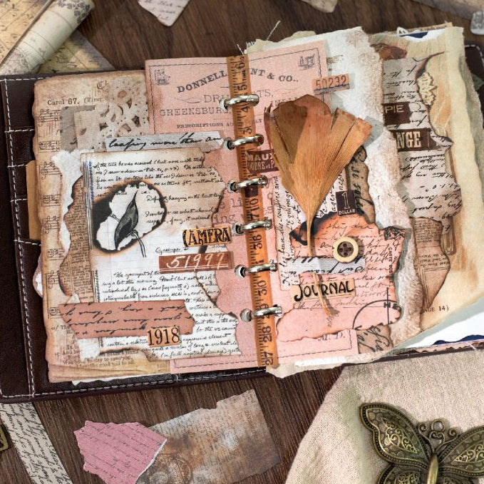 Retro Burnt Fragment Paper Sticker Pack 6 Styles 15 Pcs image 2