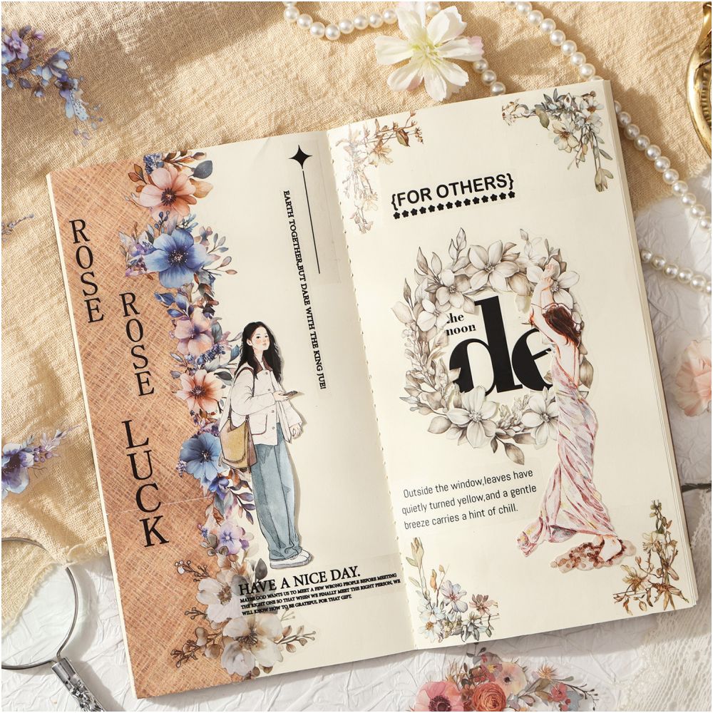 Retro flower series PET Stickers 15 Pcs 6 Styles image 2