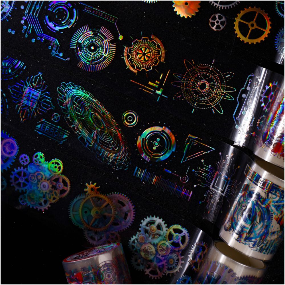 Rainbow Gear Fantasy Series Mechanical Theme PET Tape 6 Styles 5cm 2m image 0