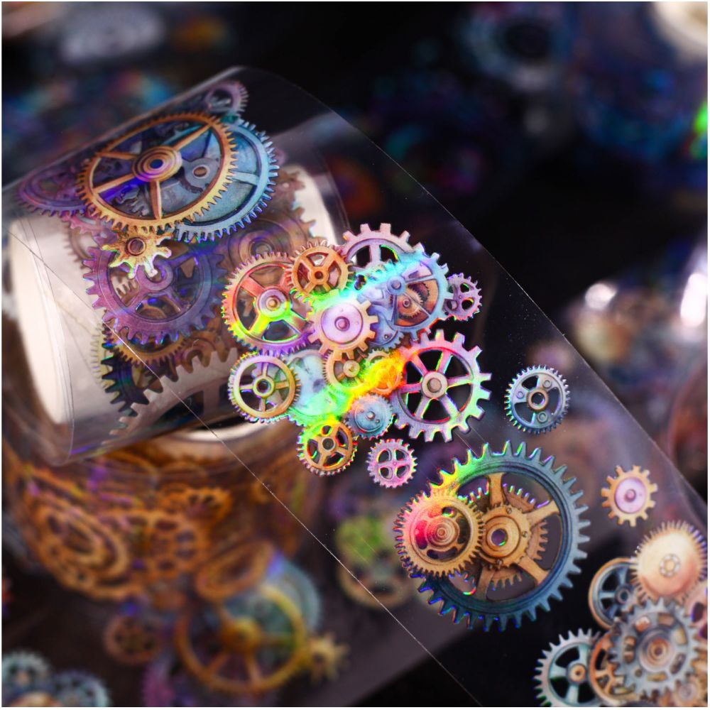 Rainbow Gear Fantasy Series Mechanical Theme PET Tape 6 Styles 5cm 2m image 1