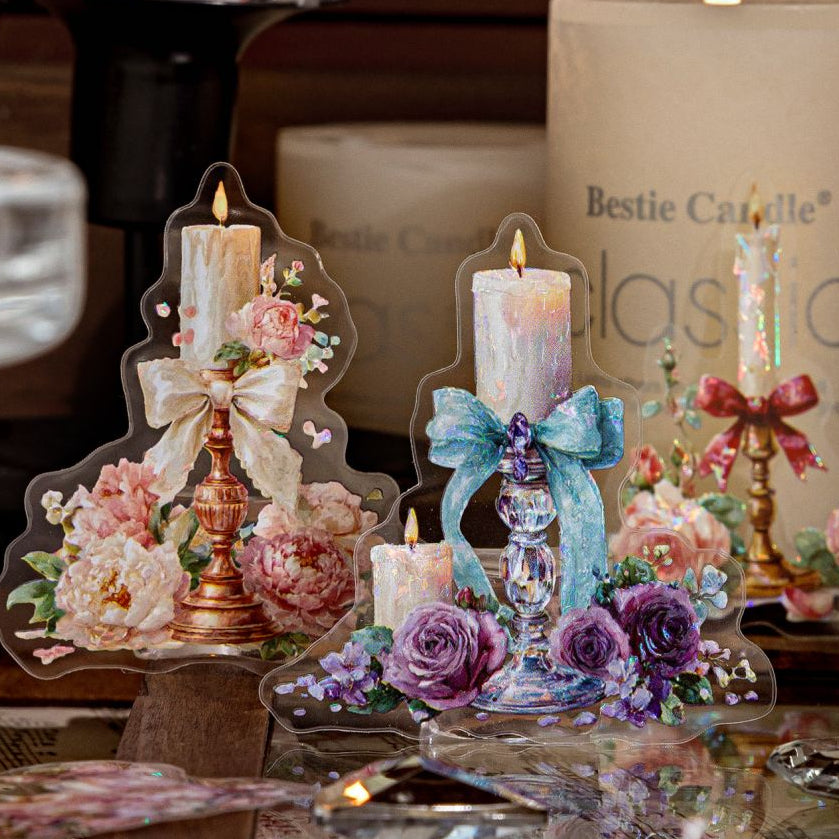 Ice crystal Flower candle PET Stickers 20 sheets 6 Styles image 0