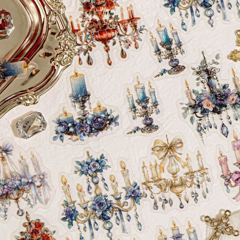 Ice crystal Flower candle PET Stickers 20 sheets 6 Styles image 2