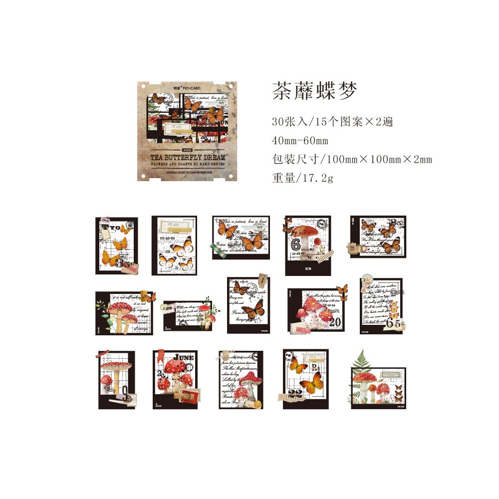 Flower and Plant Series PET Stickers 6 Styles 30 Pcs