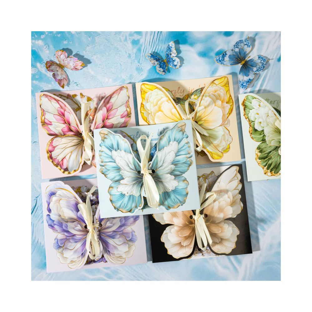Gold stamped Water Butterfly Series PET Stickers 6 Types 10 Pcs image 0