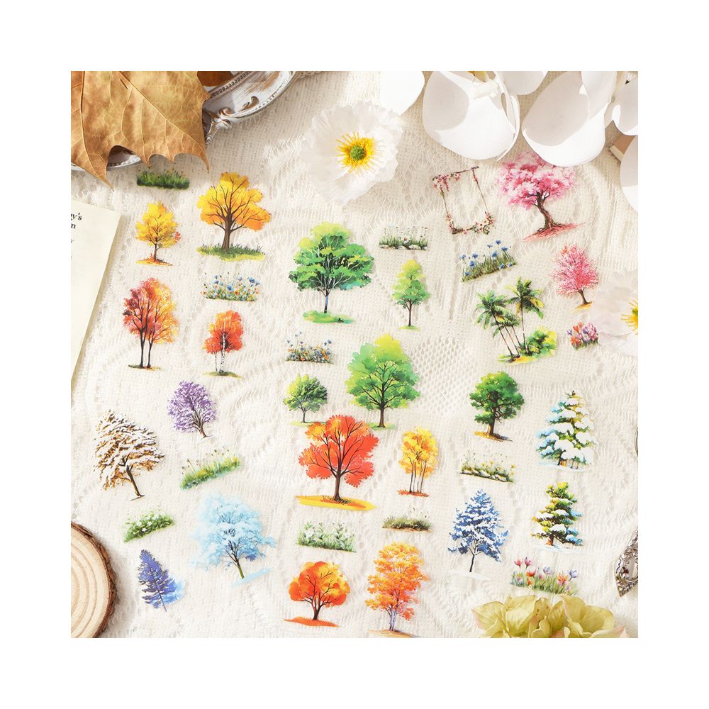 Four Seasons Nature trees PET Stickers 4 Types 6 Pcs image 2