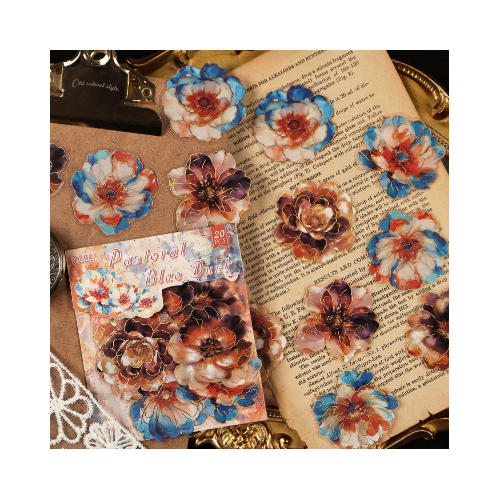 Flower Golden PET Stickers 4 Types 20 Pcs image 1