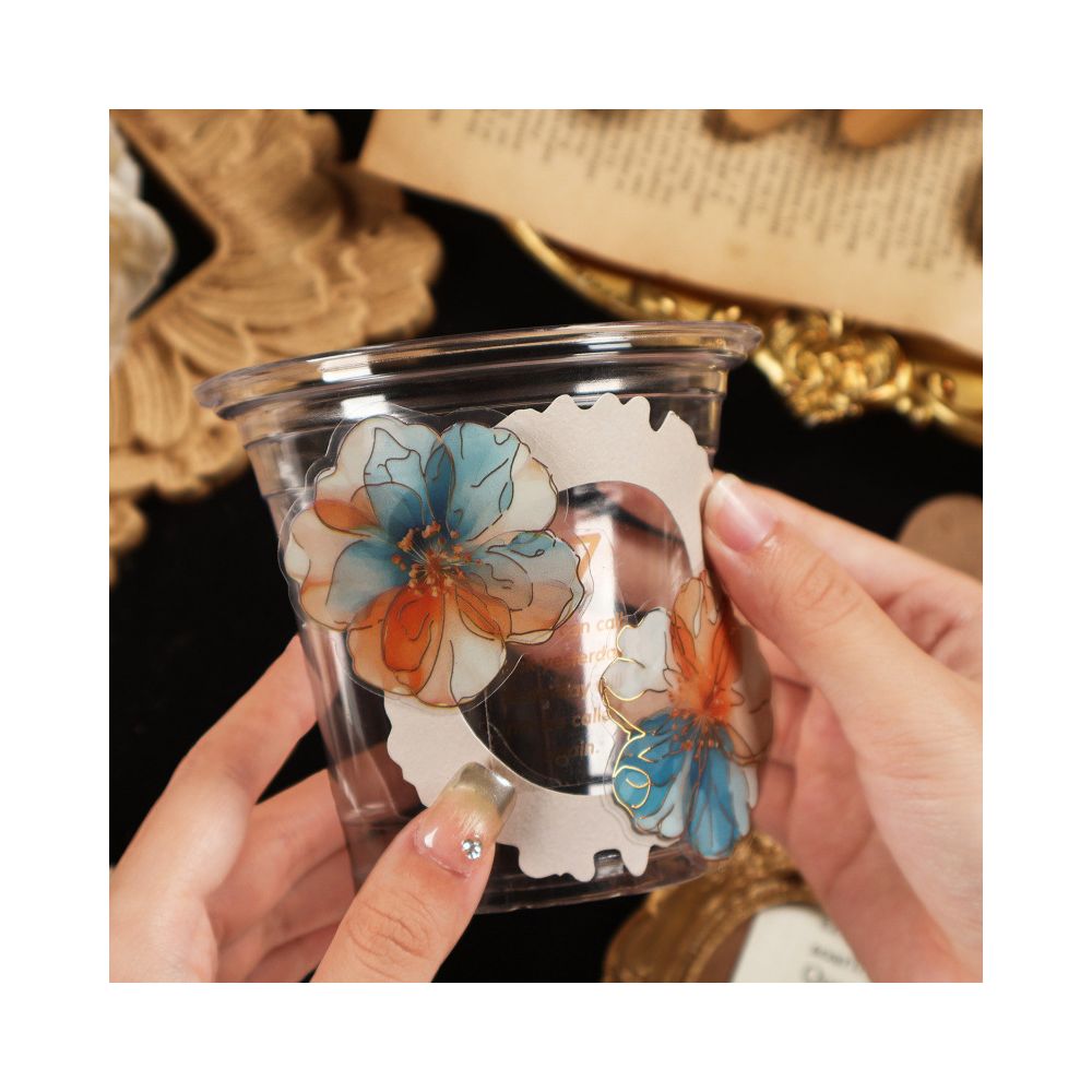 Flower Golden PET Stickers 4 Types 20 Pcs image 2