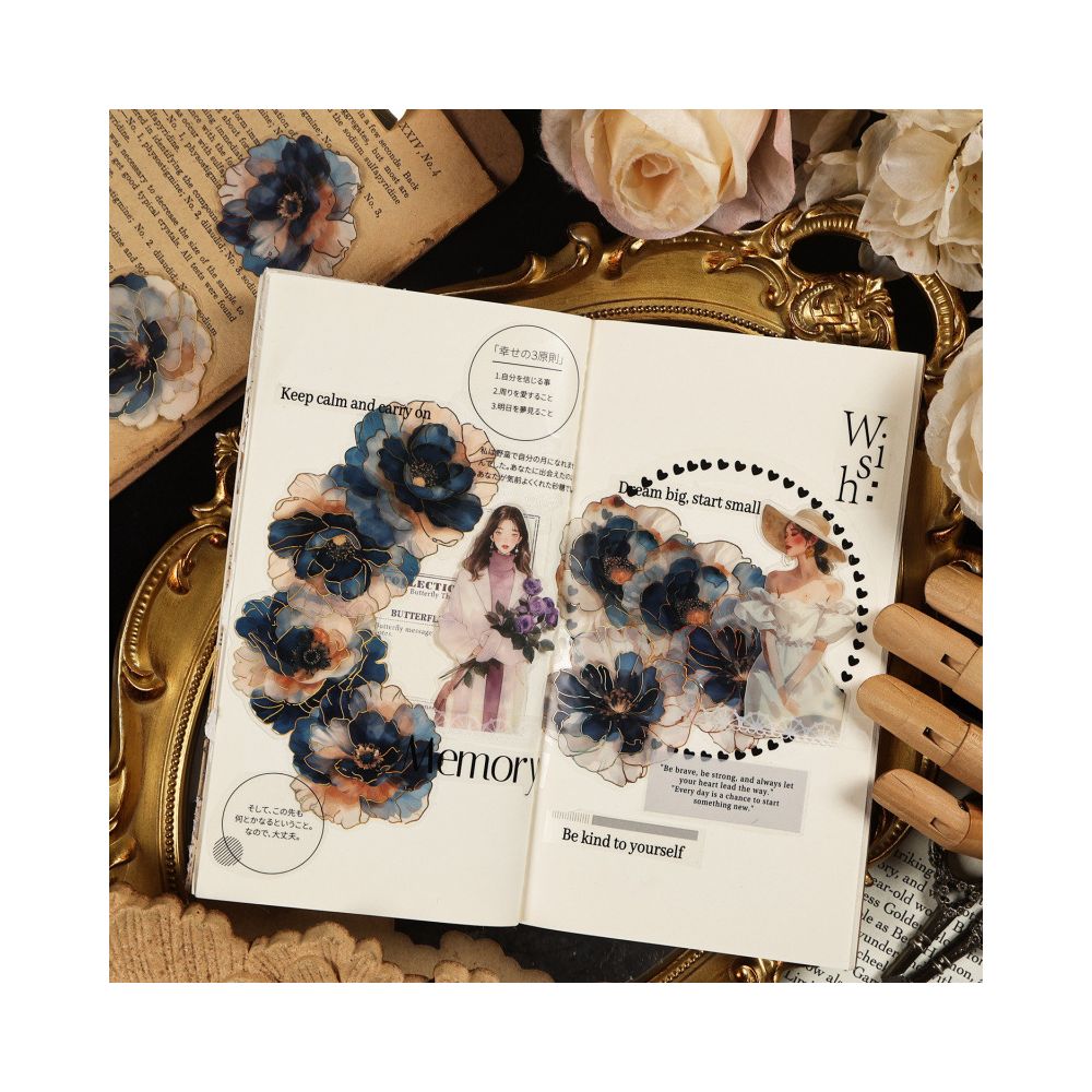 Flower Golden PET Stickers 4 Types 20 Pcs image 3