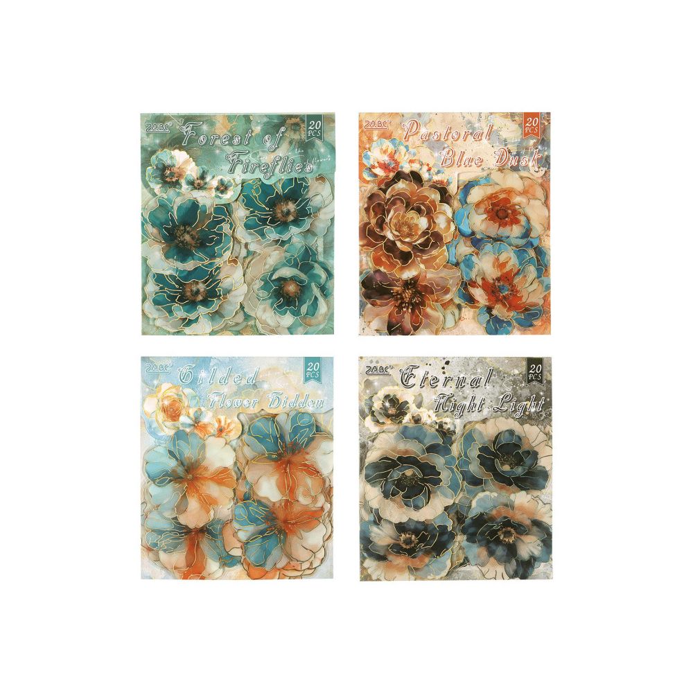 Flower Golden PET Stickers 4 Types 20 Pcs image 4