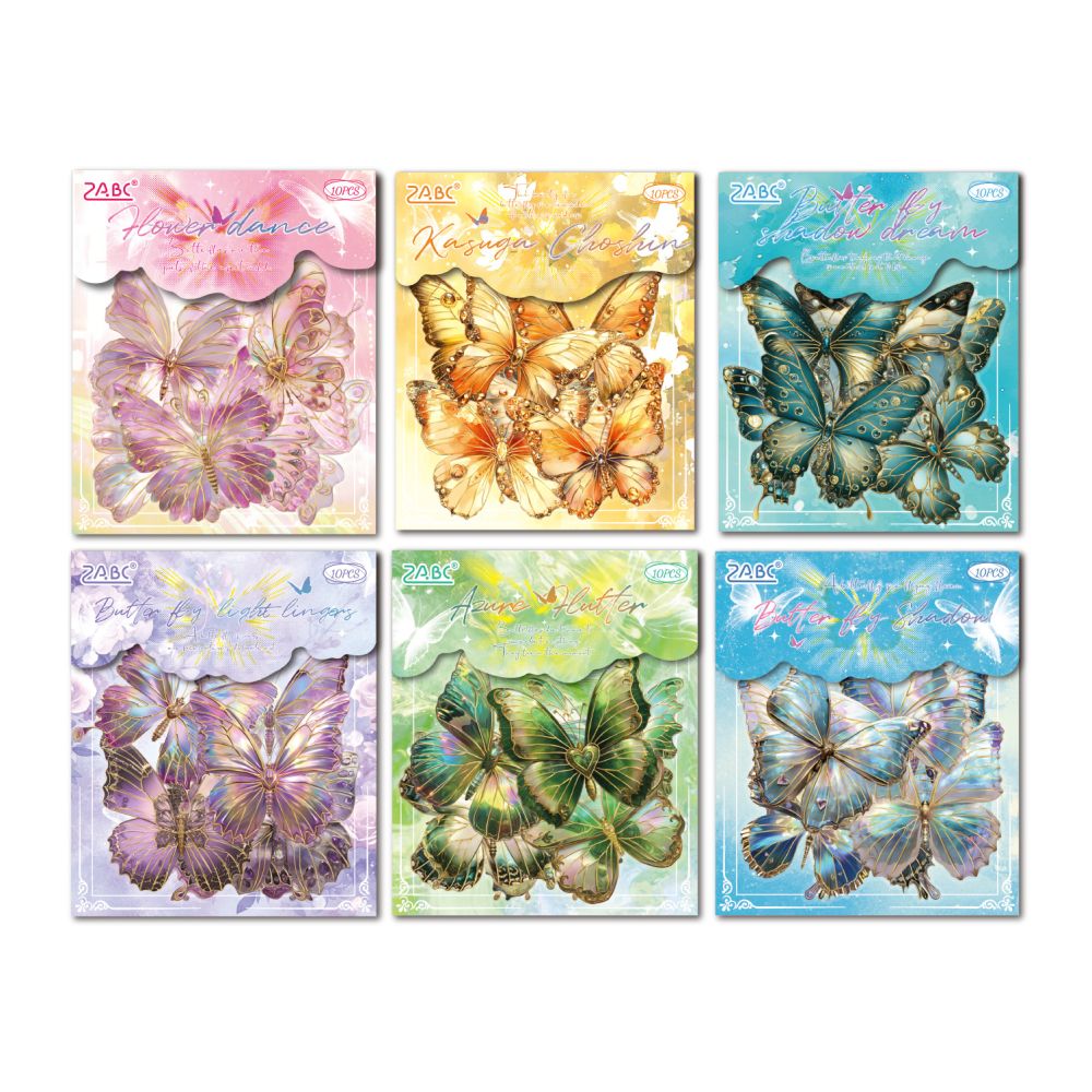 Butterfly laser gold PET sticker pack 6 Types 10 Pcs image 4