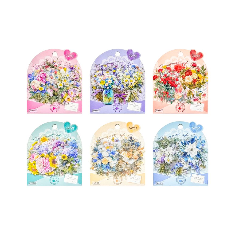 Bouquet Love Series PET Stickers 6 Types 20 Pcs image 4