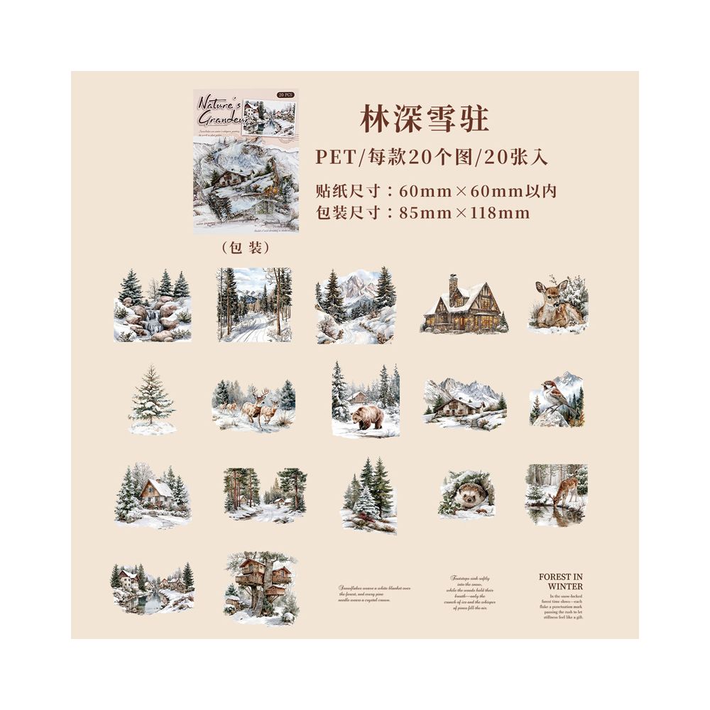 Mountain and River Painting Series PET Stickers 20 Sheets 6 Choices