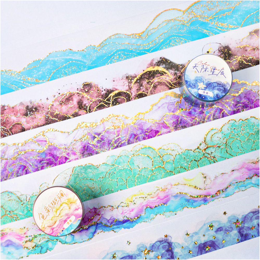 Color Paradise Series Watercolor PET tape 6 Types 3 5cm 2m image 1
