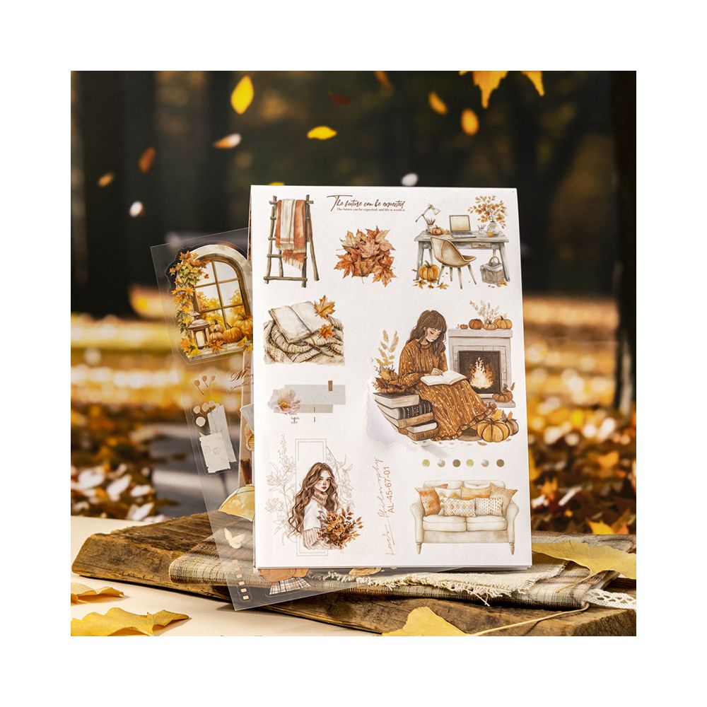 Autumn Invitation Series Large Size Die cut Sticker Book 20 Sheets 4 Types image 0