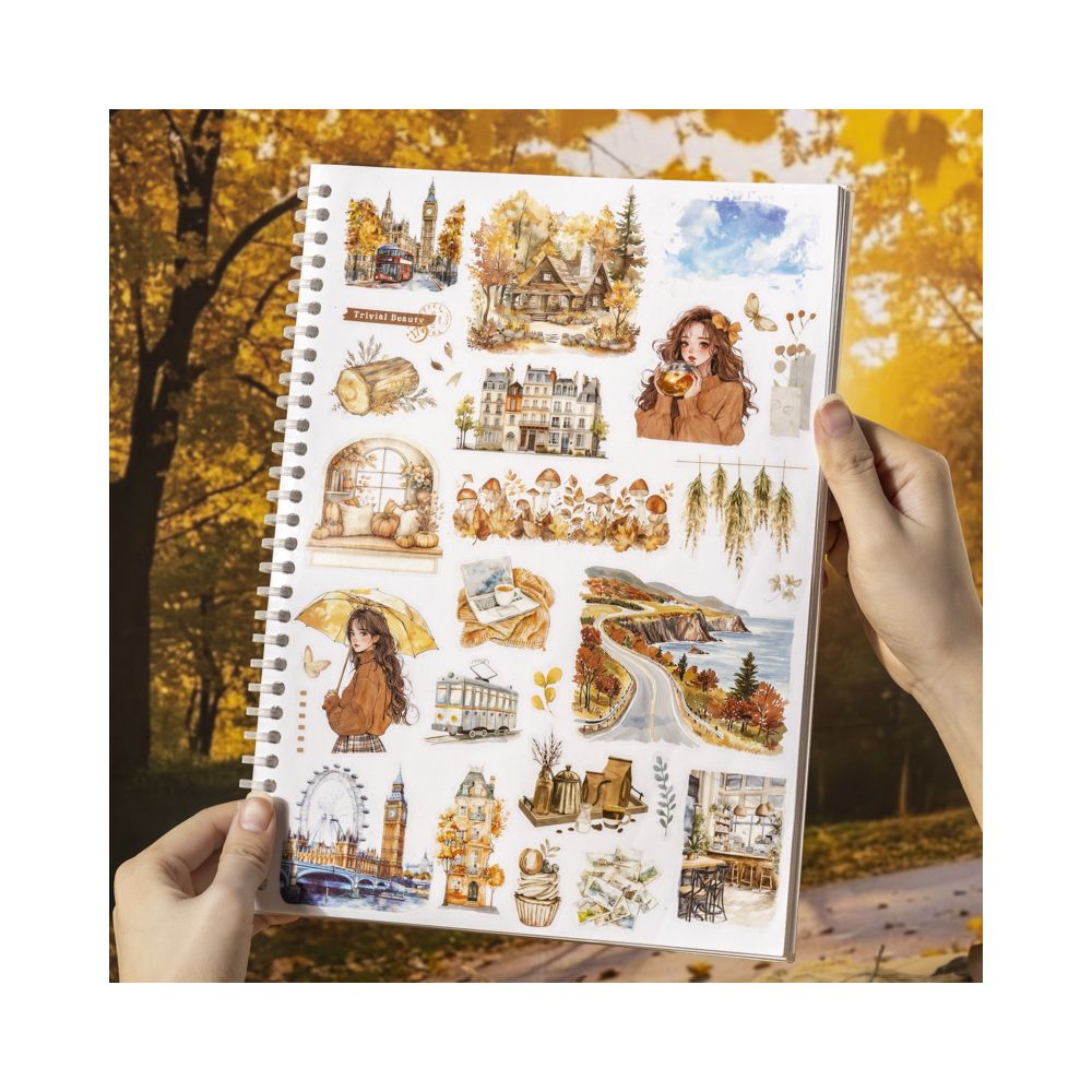 Autumn Invitation Series Large Size Die cut Sticker Book 20 Sheets 4 Types image 2