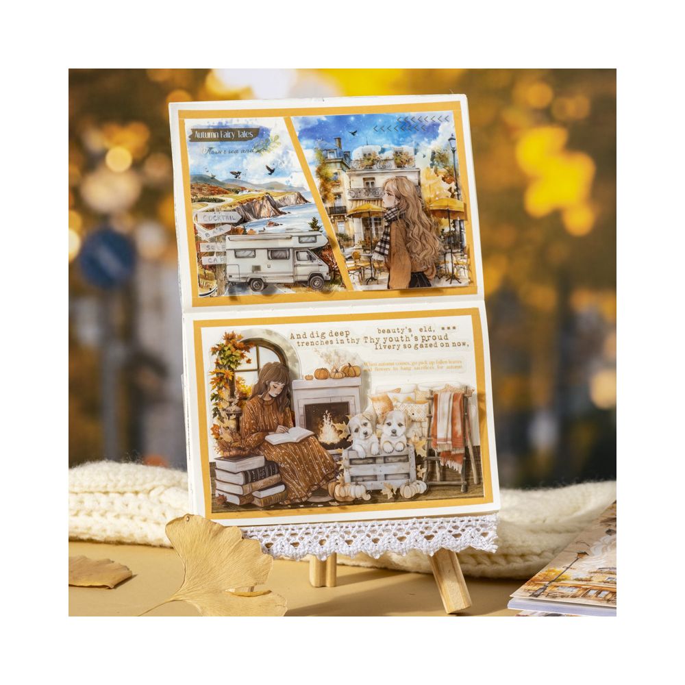 Autumn Invitation Series Large Size Die cut Sticker Book 20 Sheets 4 Types image 3