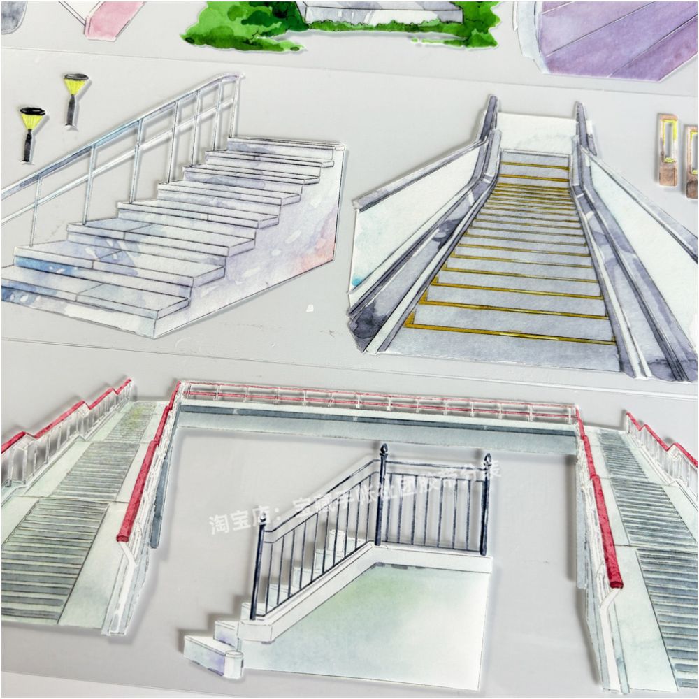 Stairs series ancient style PET Tape 7cm 125cm image 3