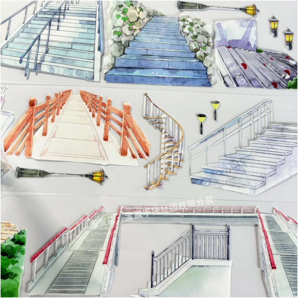 Stairs series ancient style PET Tape 7cm 125cm image 7