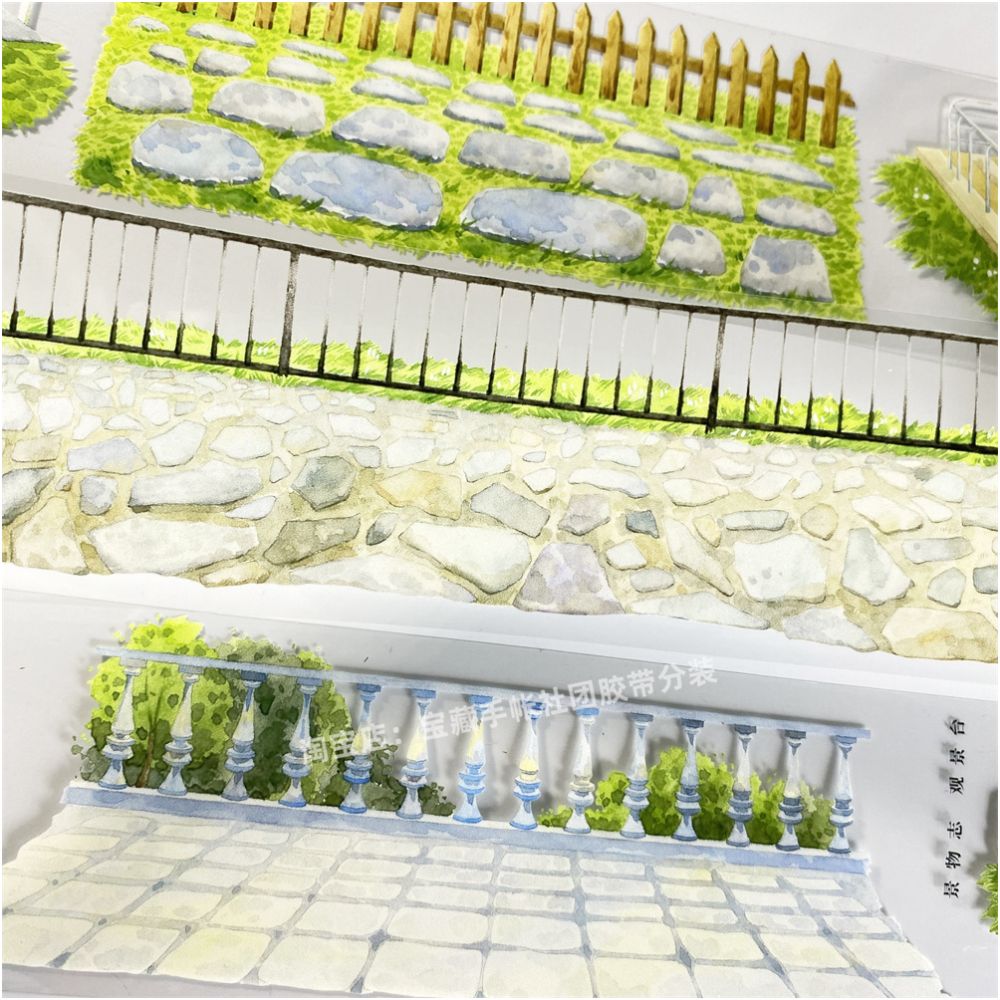 Viewing platform scenery fence grassland PET Tape 6cm 2m image 1