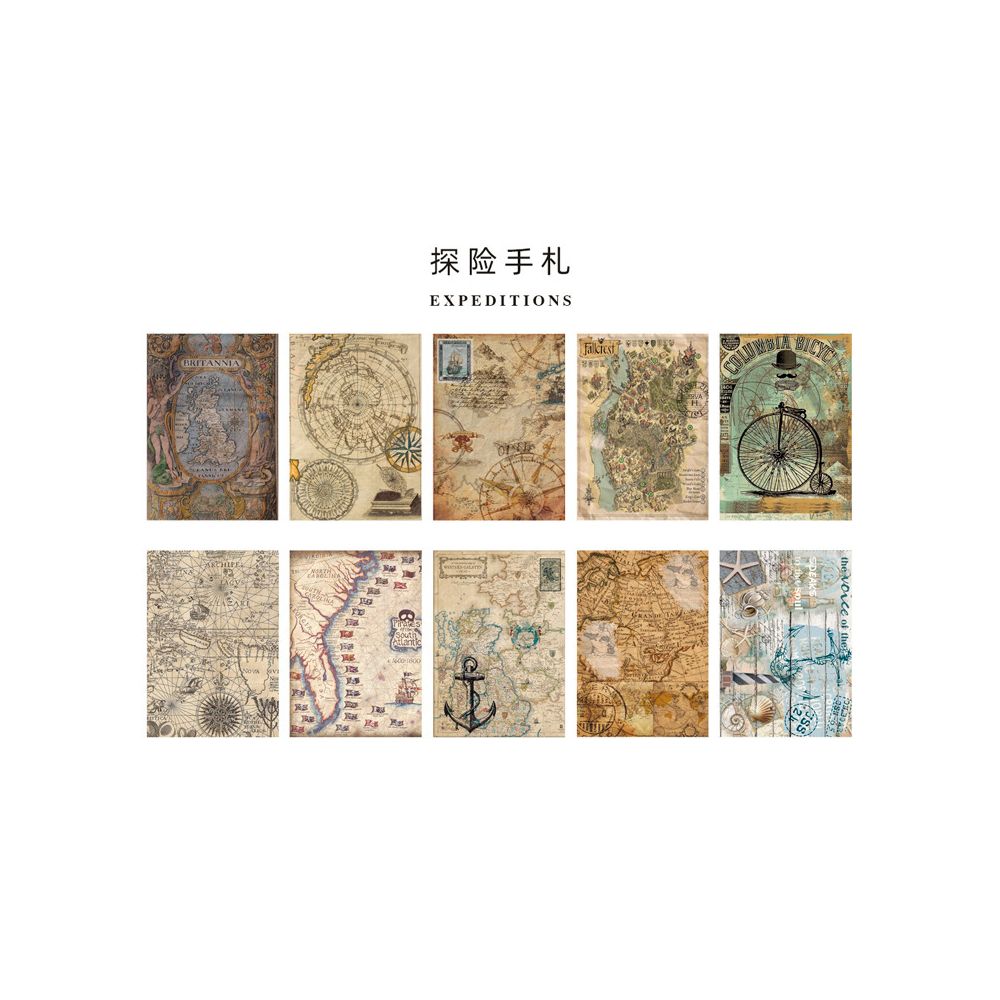 Kraft Retro Style Background Paper 4 Styles 10 Sheets