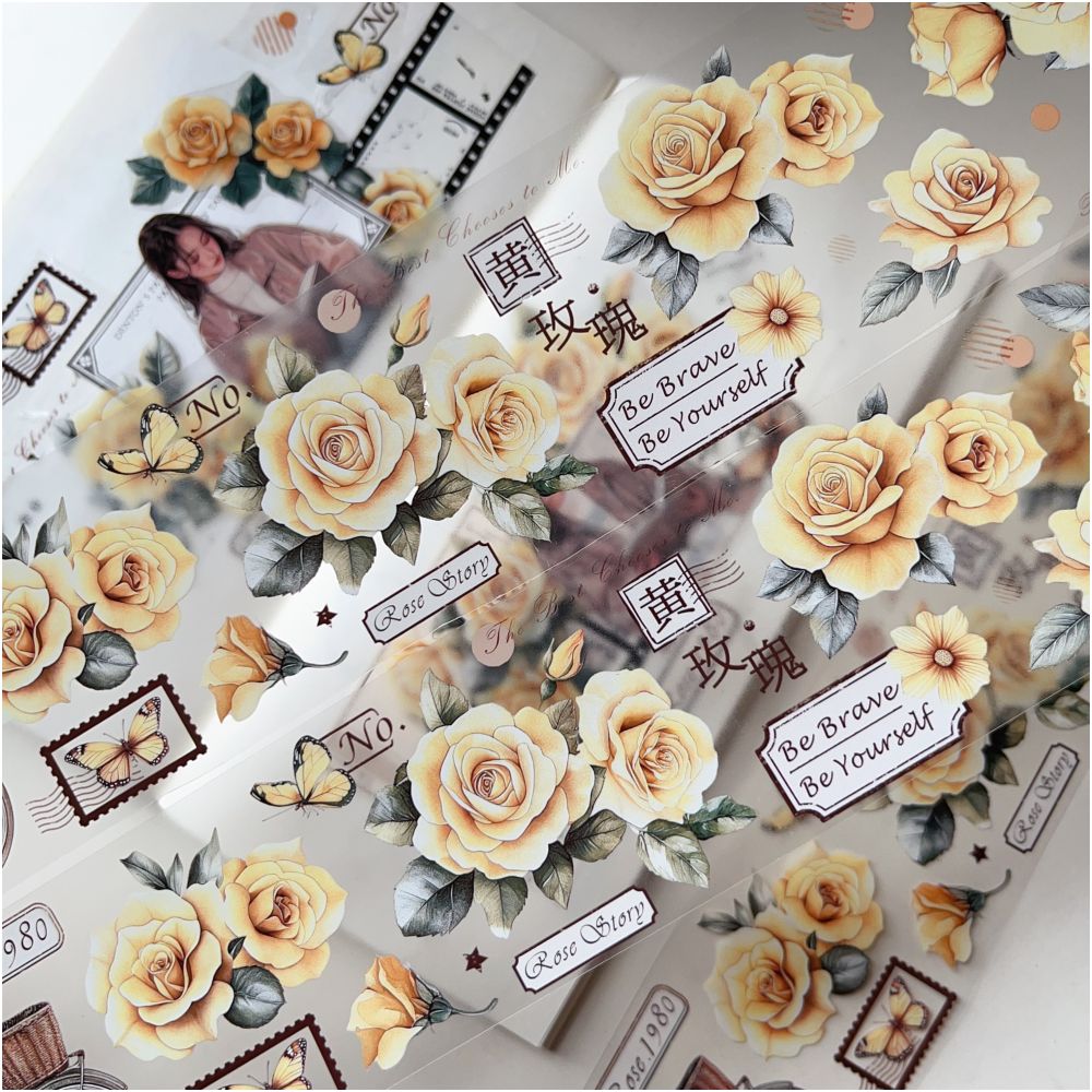 Yellow Rose Flower PET Tape 6cm 3m image 2