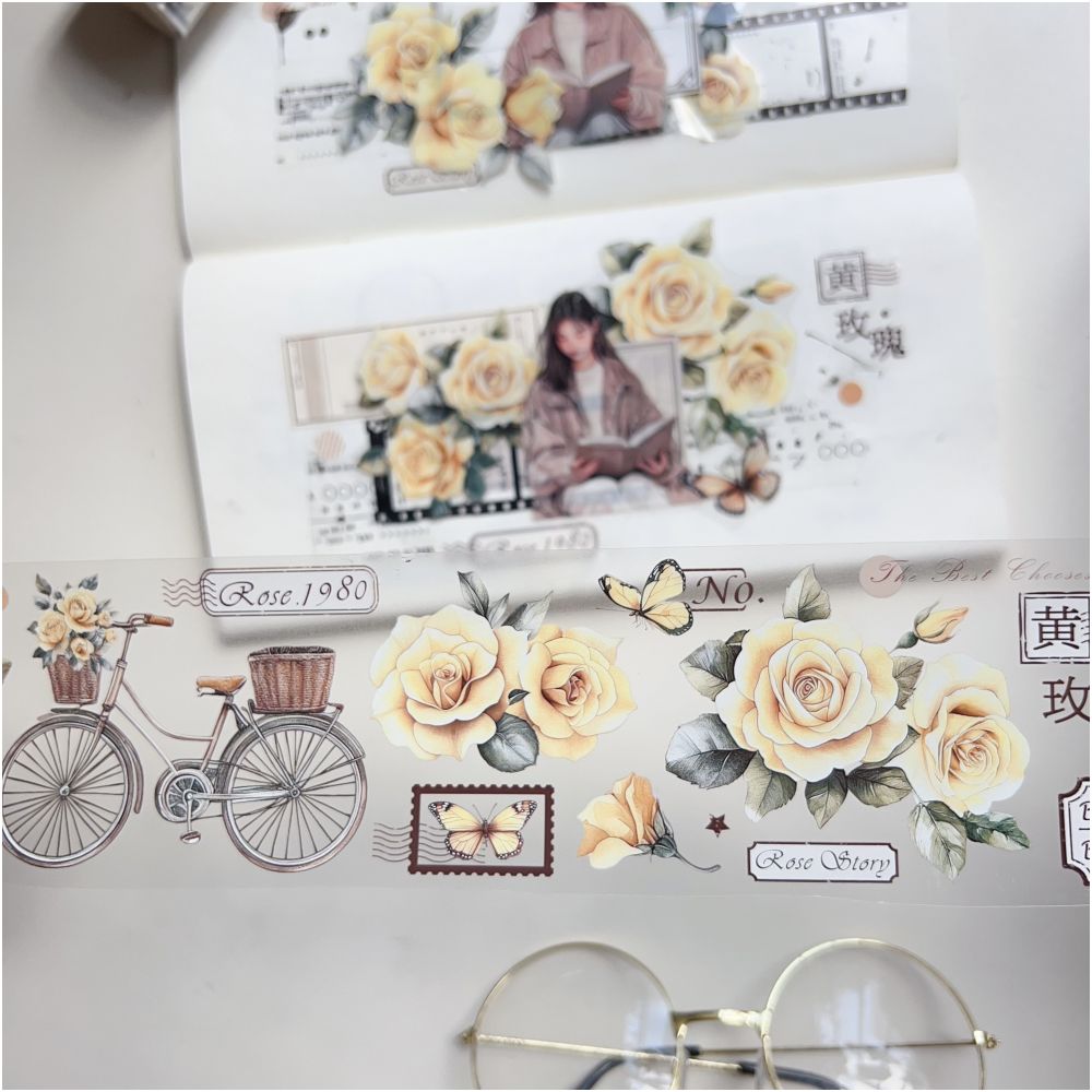 Yellow Rose Flower PET Tape 6cm 3m image 4