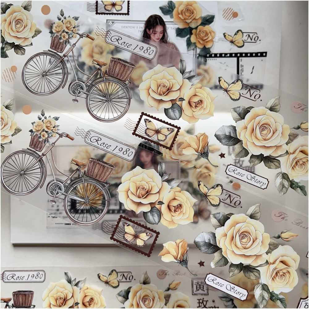 Yellow Rose Flower PET Tape 6cm 3m image 0