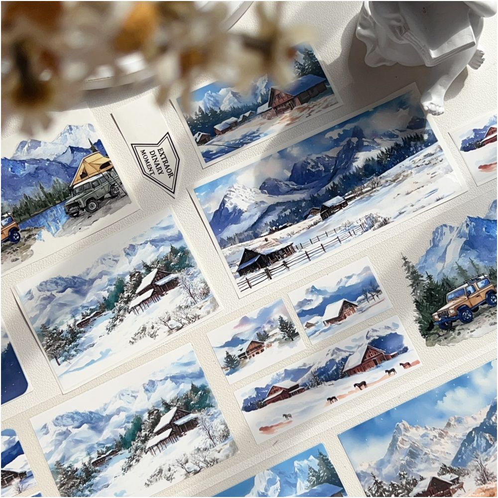 Snow Village Wooden House PET Tape 6 5cm 3m image 1