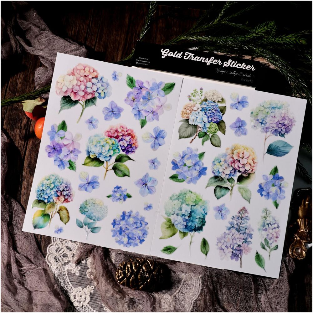 Beautiful mixed colors flowers Transfer Paper Stickers 2 Pcs image 2