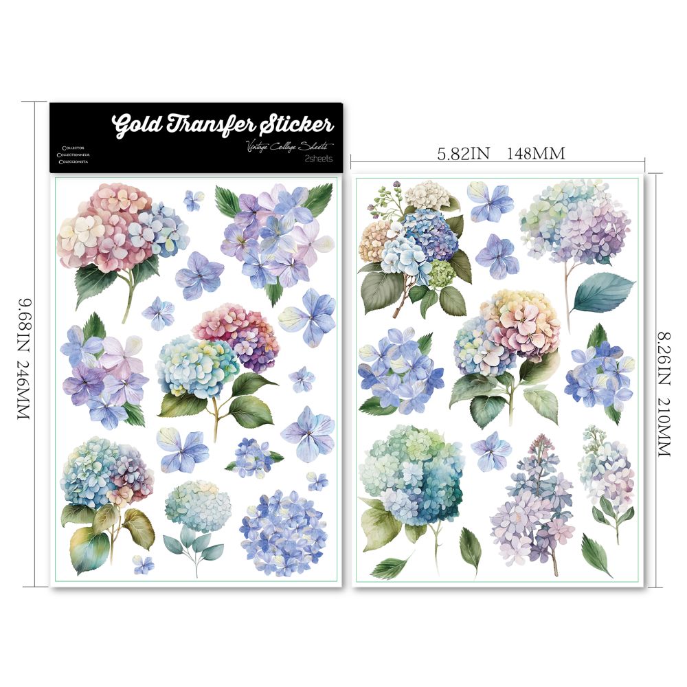 Beautiful mixed colors flowers Transfer Paper Stickers 2 Pcs image 0