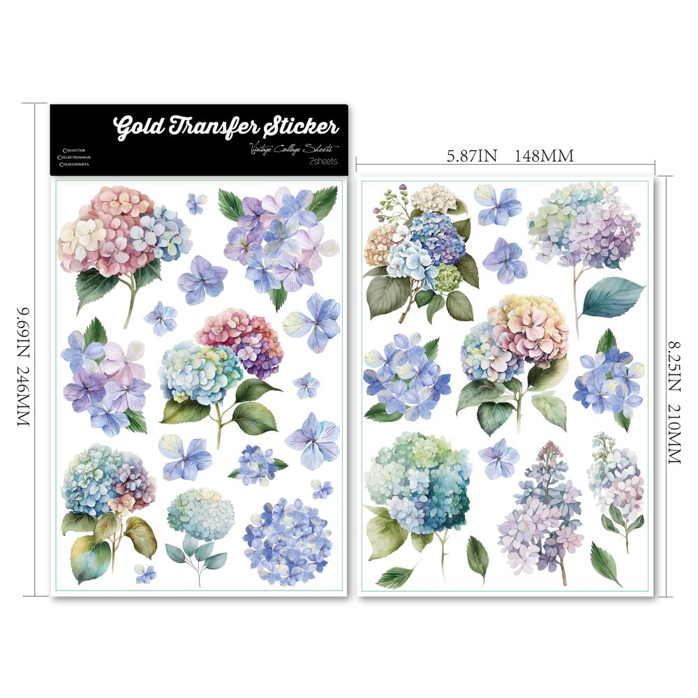Beautiful mixed colors flowers Transfer Paper Stickers 2 Pcs image 6