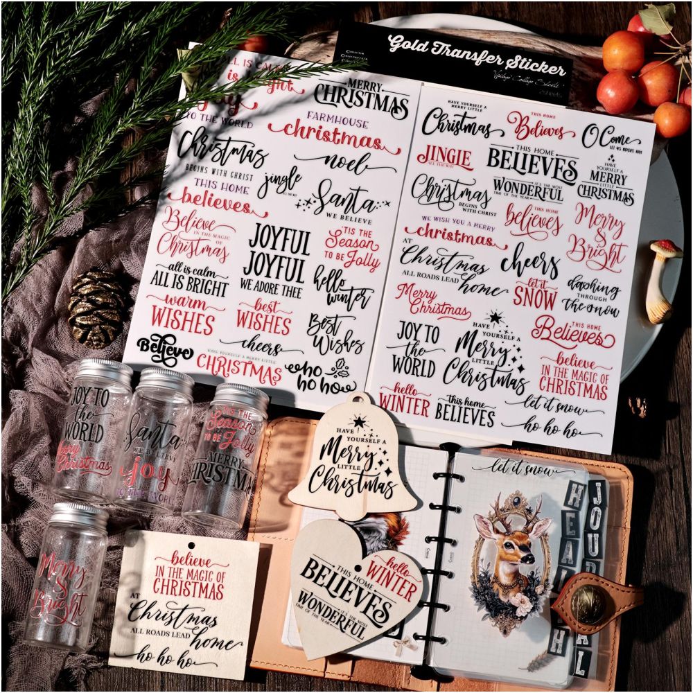Handwritten Christmas theme Transfer Paper Stickers 2 Pcs image 3