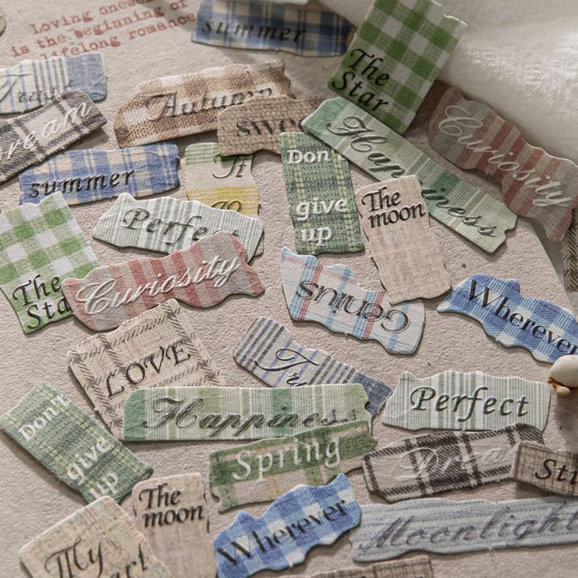 Paper Letterpress Embossed Paper Stickers 8 Styles 40 Pcs image 0