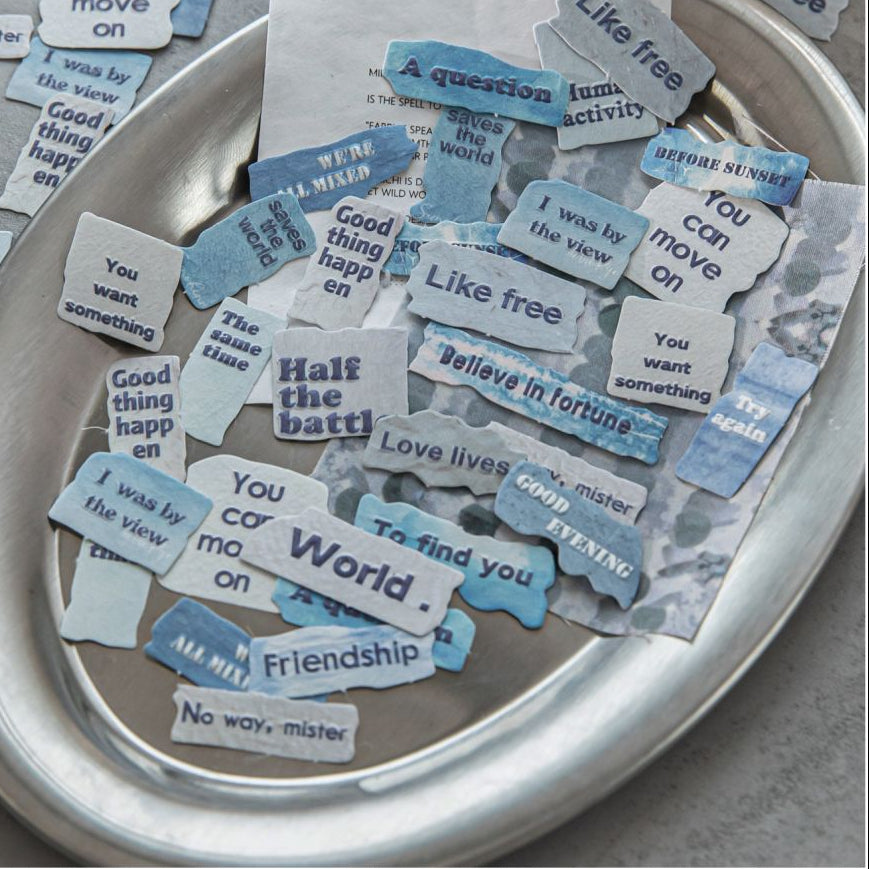 Paper Letterpress Embossed Paper Stickers 8 Styles 40 Pcs image 1