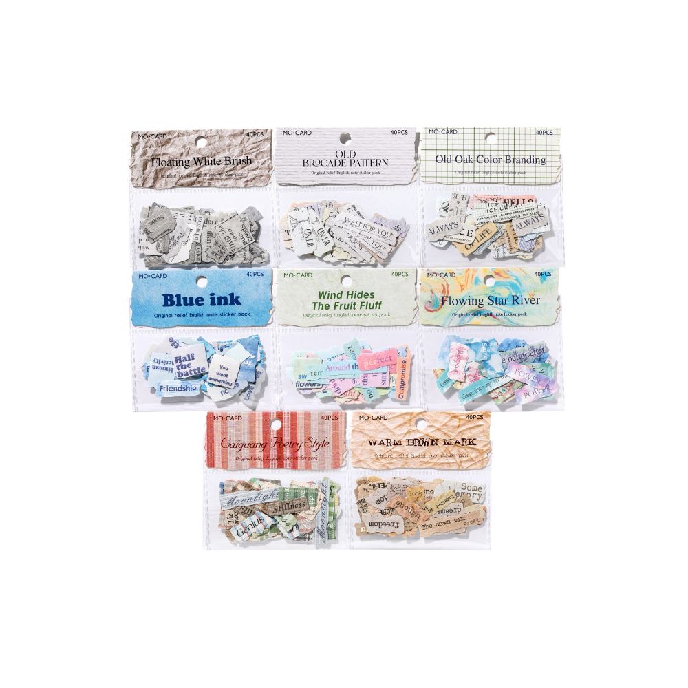 Paper Letterpress Embossed Paper Stickers 8 Styles 40 Pcs image 4